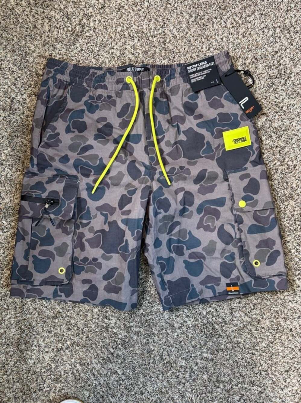 Public Supply Men's Ripstop Cargo Shorts Camo Size L